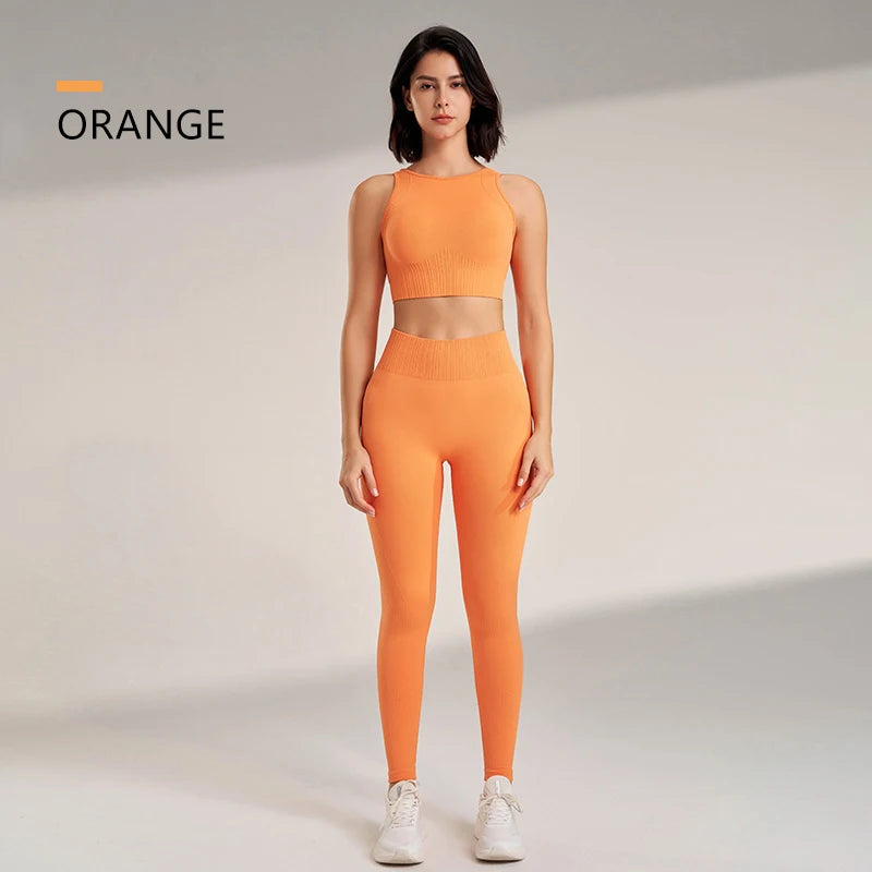 Conjunto de Yoga e ginásio:  legging de Cintura Alta Feminina e Top Fitness duas peças para te sentires elegante e atraente