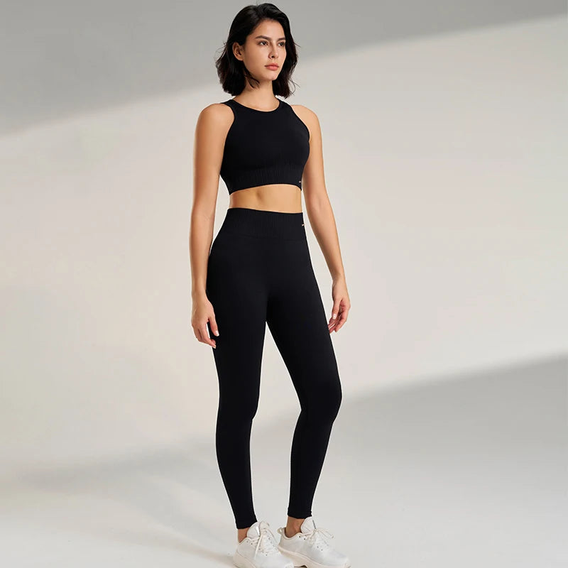 Conjunto de Yoga e ginásio:  legging de Cintura Alta Feminina e Top Fitness duas peças para te sentires elegante e atraente