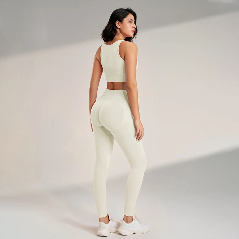 Conjunto de Yoga e ginásio:  legging de Cintura Alta Feminina e Top Fitness duas peças para te sentires elegante e atraente