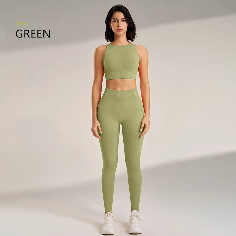 Conjunto de Yoga e ginásio:  legging de Cintura Alta Feminina e Top Fitness duas peças para te sentires elegante e atraente