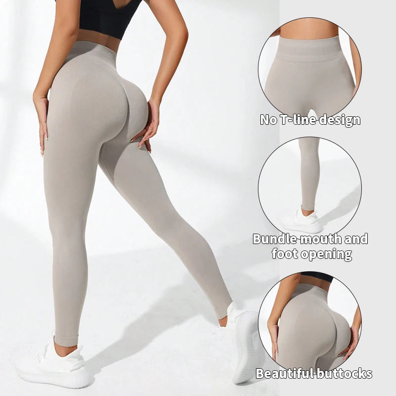 Leggins de yoga e ginásio respiráveis  de cintura alta feminina sem costura  LEVANTAMENTO DO RABO