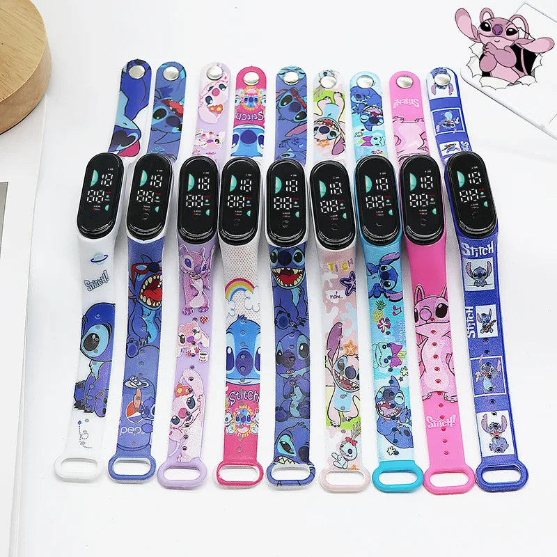 Wholesale Stitch Wrist Watch Lilo And Stitch Angel Cartoon Printed LED Waterproof Electronic Watch Accessories Student Kids Gift