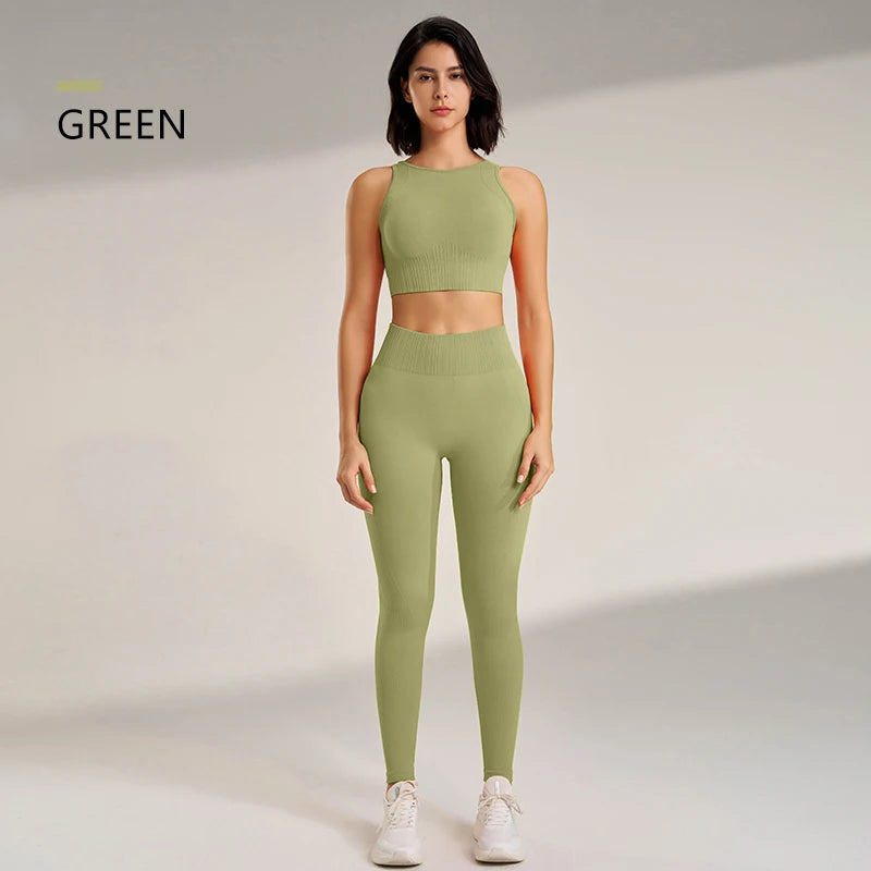 Conjunto de Yoga e ginásio:  legging de Cintura Alta Feminina e Top Fitness duas peças para te sentires elegante e atraente