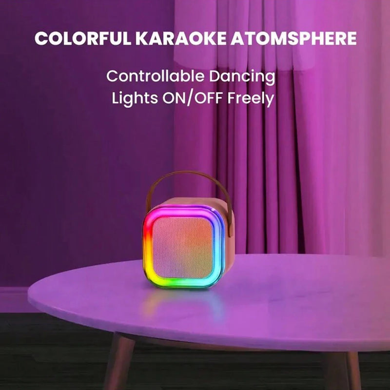 K12 Karaoke Machine With 2 Wireless Microphones,Portable Wireless RGB Lights Gift Speaker Set,Home Karaoke For Party Birthday