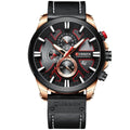 Relógio Couro Curren Masculino - Casual Style Watch relógio 044 AmploTech Preto/Rosê 